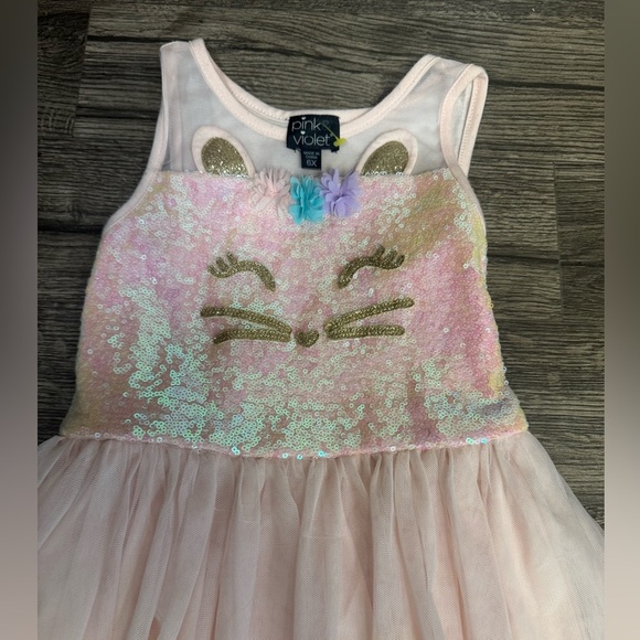 Pink and Gold Kids Dress - Picture 2 of 8
